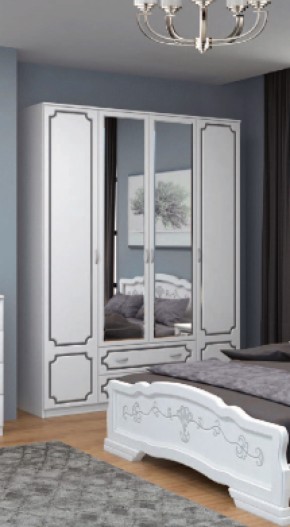 Шкаф 1600 мм ШР-4 с 2 зерк. ЛАК Белый жемчуг (БМ) в Богдановиче - bogdanovich.mebel-e96.ru