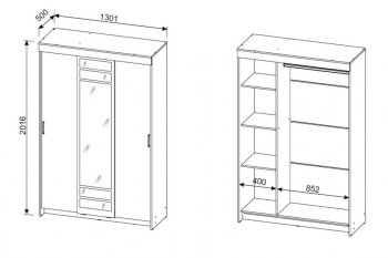 Шкаф-купе ШКП-7 1300 мм ясень анкор (СВ) в Богдановиче - bogdanovich.mebel-e96.ru