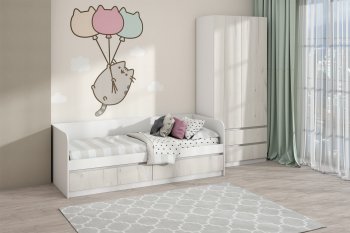 Кровать Соната 900 белый/крафт белый (Зарон) в Богдановиче - bogdanovich.mebel-e96.ru