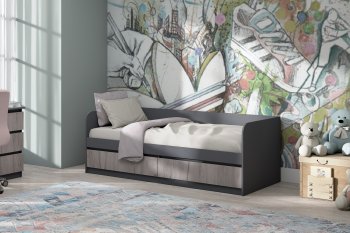 Кровать Соната 900 графит/крафт серый (Зарон) в Богдановиче - bogdanovich.mebel-e96.ru