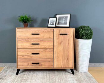 Комод-Тумба (1дв,4ящ) SVETLANA LOFT, дуб золотой (Генезис) в Богдановиче - bogdanovich.mebel-e96.ru