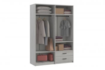 Шкаф 1500 мм  4-х ств. с зеркалом 2 ящ. SVETLANA LOFT, сосна белая (Генезис) в Богдановиче - bogdanovich.mebel-e96.ru