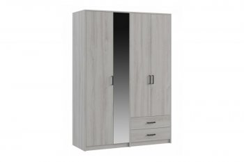 Шкаф 1500 мм  4-х ств. с зеркалом 2 ящ. SVETLANA LOFT, сосна белая (Генезис) в Богдановиче - bogdanovich.mebel-e96.ru