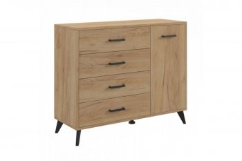 Комод-Тумба (1дв,4ящ) SVETLANA LOFT, дуб золотой (Генезис) в Богдановиче - bogdanovich.mebel-e96.ru