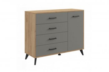 Комод-Тумба (1дв,4ящ) SVETLANA LOFT, дуб золотой/серый (Генезис) в Богдановиче - bogdanovich.mebel-e96.ru