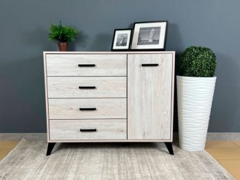 Комод-Тумба (1дв,4ящ) SVETLANA LOFT, сосна белая (Генезис) в Богдановиче - bogdanovich.mebel-e96.ru