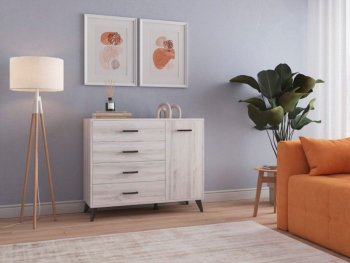 Комод-Тумба (1дв,4ящ) SVETLANA LOFT, сосна белая (Генезис) в Богдановиче - bogdanovich.mebel-e96.ru