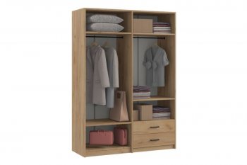 Шкаф 1500 мм  4-х ств. с зеркалом 2 ящ. SVETLANA LOFT, дуб золотой (Генезис) в Богдановиче - bogdanovich.mebel-e96.ru