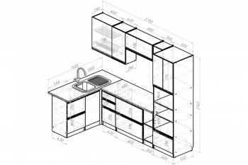 Кухонный гарнитур Сюита мега прайм 1500*2700 мм (Герда) в Богдановиче - bogdanovich.mebel-e96.ru