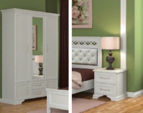 Тумба прикроватная 2ящ.  ГРАЦИЯ (лак) Белый / Белый (БМ) в Богдановиче - bogdanovich.mebel-e96.ru