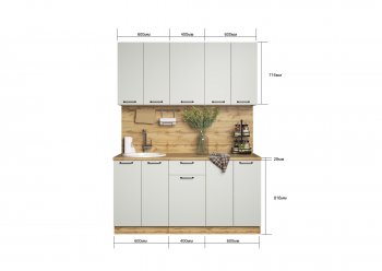 КУхонный гарнитур Валерия 1600 мм вотан/серый (Сурская) в Богдановиче - bogdanovich.mebel-e96.ru