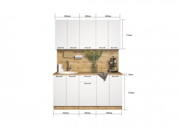 КУхонный гарнитур Валерия 1600 мм вотан/белый(Сурская) в Богдановиче - bogdanovich.mebel-e96.ru