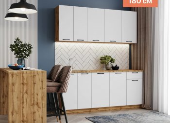 КУхонный гарнитур Валерия 1800 мм вотан/белый (Сурская) в Богдановиче - bogdanovich.mebel-e96.ru