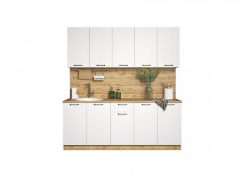 КУхонный гарнитур Валерия 2000 мм вотан/белый (Сурская) в Богдановиче - bogdanovich.mebel-e96.ru