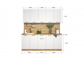 КУхонный гарнитур Валерия 2000 мм вотан/белый (Сурская) в Богдановиче - bogdanovich.mebel-e96.ru