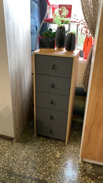 Комод (5 ящиков) Байкал Графит/Дуб золотой (СВ) в Богдановиче - bogdanovich.mebel-e96.ru